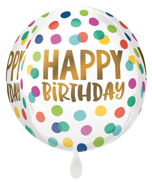 XL Folienballon, Orbz - Happy Birthday, bunt - 40cm